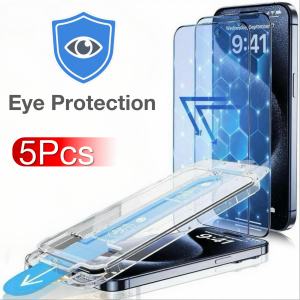 5Pcs For iPhone 17 16e 16 15 14 13 12 11 Pro Max XS XR Privacy Screen Protector  Tempered Glass Block Blue Light Eye Protection