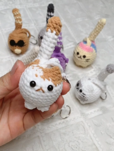 Móc khoá len con mèo mini - Phụ kiện túi xách Ba lô  cute