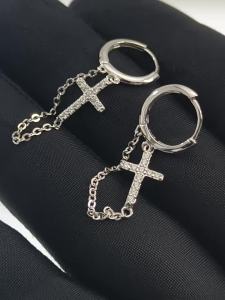 SHISHANGMEIDI | 925 Silver Cross Earrings Sweet and Cool Style