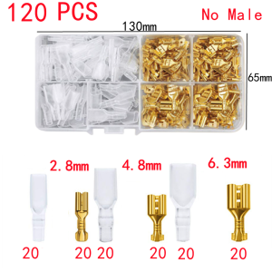 120pcs Box-Packed Gold/Silver Crimp Terminal Female 2.8/4.8/6.3mm Electrical Terminals