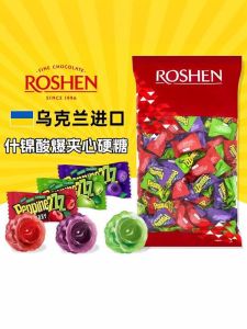 Roшен Wedding Candy Assortment Fruit Flavored Hard Candies Bubble Acid Blast Heart Shaped Snacks Imported from Ukraine