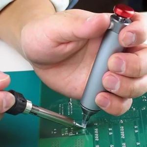 Professional Desoldering Pump Aluminum Metal Soldering Removal Tool with Suction Cup Vacuum Suction with Silicone Nozzle