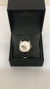 Đồng hồ cơ nam Orient Star Watch Moonphase RE-AY0003S00B máy lộ cơ trữ cót 50 tiếng mặt kính Sapphire chống xước tuyệt đối Chống nước 10 ATM dây thép đeo tay cao cấp chính hãng