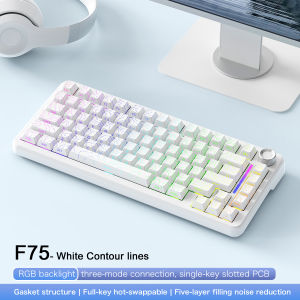 FREEWOLF F75 Wireless Gaming Keyboard AULA F75 Same Model75% Mating Row Hot Swap Gaming KeyboardTri-Mode Link 4000 mAh Battery