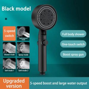 3-Mode Adjustable High Pressurized Filter Shower Head with Head Massage Brush Rain Faucet Bathroom Shower Accessories Supplies