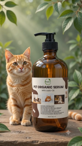 BlessRich Pet Organic Serum with castor Oil for Cats and Dogs 500ml. Suitable for pets with dry skin. Ideal for daily use to maintain healthy fur and skin 500ml