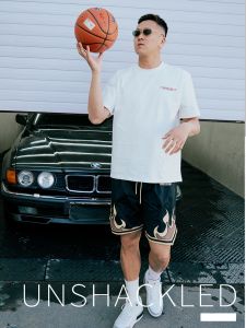 Unshackled Loose Fit American Style Short Sleeve Popcorn T-Shirt Original Design Spring Summer Cotton Youth Fashion Trendy round Neck