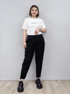 Black High Waist Straight Leg Harlan Pants Womens Spring Autumn Loose plus Size Slimming Nine Point Carrot Shape Trousers