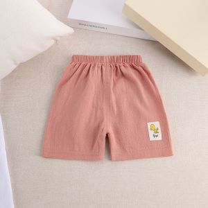 Summer Cotton Linen Shorts for Girls Baby Girls Casual mid Waist Elastic Band Breathable Lightweight Solid Color Short Pants