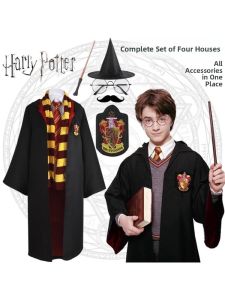 Harry Potter Cosplay Magic Robe Halloween Cloak Gryffindor Hermione College Set Womens Ethnic Stage Costume Polyester