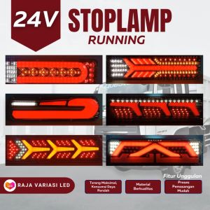 24V Lampu LED Stoplamp Rem Belakang Running | Penerangan Optimal Waterproof untuk Kendaraan Besar Truk - Ver. 3