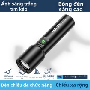 SMILING SHARK | Đèn Pin Sạc Được Zoom Công Suất Cao Ánh Sáng Kép UV & Trắng Dành Cho Săn Bọ Cạp