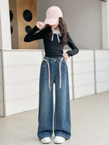 MPW | Girls Jeans Wide Leg Pants Spring Autumn Fashionable Childrens Clothing Elastic Waist Denim Trousers For Big Kids MPW Brand