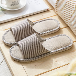 MONLEYTA | Dép nam vải lanh cotton chống trượt dùng trong nhà mùa hè 2025 Dép vải lanh cotton thoáng khí thoải mái cho thanh thiếu niên và người trung niên