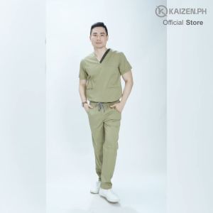 Scrub Suit 1st Gen KSS-33 KOREAN INSPIRED 2-Tone V-Neck3-Welt Pockets Lip Design Top4-Pocket Pants
