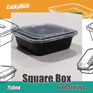 LuckyRich - Square Box - Food Storage 100pcs 750ml with lid cover (microwavable) tight cover