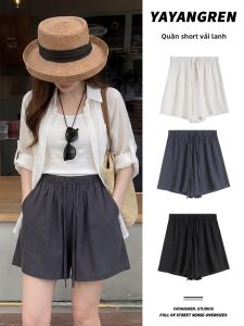 XIANYIJIAO | Gray Linen Loose Summer Shorts Women