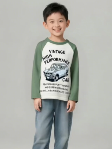 LJMOFA Kids Long Sleeve T-shirt for Boy 1-10 Yrs 100% Cotton Soft Undershirt for Kids Boy