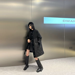 plus Size Womens Patchwork Cotton Jacket Shoulder Length Middle Long Twist Patterned Outerwear Casual Style Autumn Winter