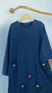 charvi gamis anak lepis anak kids denim baju terbaru adem umur 7-14 tahun COD