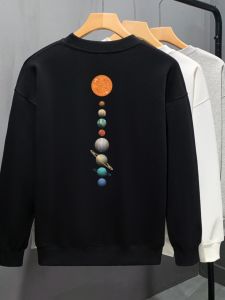 เสื้อฮู้ดคอกลมแขนยาวทรงหลวมสไตล์อเมริกันสำหรับผู้ชาย ฤดูใบไม้ผลิและฤดูใบไม้ร่วง 2025 แบรนด์ใหม่ เสื้อผ้าลำลอง