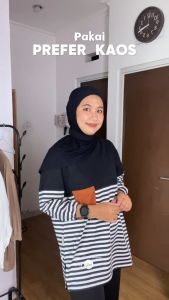 Terlaris Kaos Oversize Wanita Saku Aktif Lengan 7/8 Cotton Combed 24s / Oversized Striped Basic LD 120 BB 90