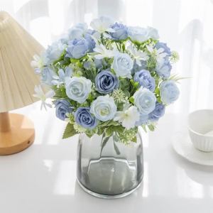 Artificial Flowers Silk Roses Wedding Wreath Home Room Table Festival Decor Bridal Bouquets Outdoor Yard Garden DIY Gifts Cheap