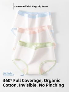 Miiow | Pure Cotton Antibacterial Triangle Underwear Mid High Waist Seamless Breathable For Teen Girls Autumn New Style Comfortable Briefs