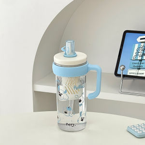 Large Capacity Heat-resistant Attractive Straw Handle Plastic Cup