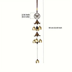 Màu Đồng Thau Đôi Chuông Kim Loại Mặt Dây Chuyền Chuông Gió Phong Cách Hiện Đại Nhà Hiên Treo Tường Trang Trí Quà Tặng Cho Bạn Bè