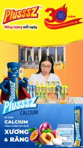 Canxi hữu cơ Viên sủi Plusssz Calcium vị Đào chanh leo không đường - tuýp 20 viên