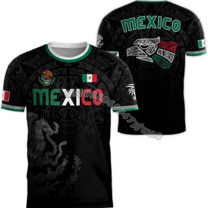 Áo Thun Thể Thao Nam In Hình Đại Bàng 3D Cờ Mexico Chất Liệu Polyester Dệt Kim Tay Ngắn Kiểu Dáng Thường Ngày Thích Hợp Mặc Nhà Cho Nam