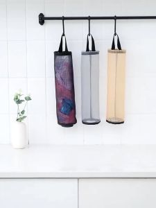 Tas gantung plastik sampah dinding / Tempat penyimpanan kantong plastik Kresek / Bag holder wall mount storage MLH E37