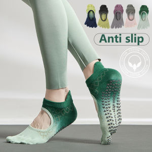 Hollow Color gradient silicone non-slip yoga socks toe socks for women Cotton Sport Socks fitness Dancing Pilates Indoor /Floor socks