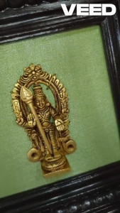Traditional Brass Lord Murugan Wall Hanging Frame with Teak Wood Border | Pooja Room Decor for Home & Housewarming Gift | 9*9 Inch (1 Pc)
