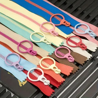 10pcs15cm-30cm mixed resin zipper 3# closed with pull loop durable zipper head for sewing crafts bags