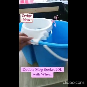 Rayaco Plastic Double Mop Bucket With Wheel 20Liter |9640-1 Mop Pail With Wheels | Mopping Pail With Wheels | Tong mop