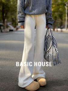 High Waist Fleece Lined Flared Pants Womens Winter Sport Trousers Basic House Vintage Commute Style Floor Length Bootcut