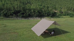 ชุดฟลายชีทครบวงจร ทาร์ป  ฟายชีทพร้อมเสา ฟลายชีท ทาป กางเต็นท์ อุปกรณ์ตั้งแคมป์ 3x3 3x4 3x6m กันUV50+ สำหรับกันฝน กันแด  พร้อมเสา2ต้น ผ้าใบบังแดด