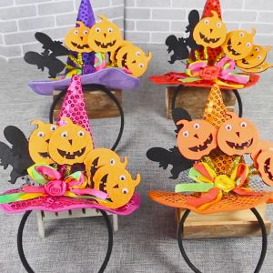 [Little B House] Halloween Pumpkin Witch Hat Headband Bar Prom Sequin Hairband Head Hoop 万圣节南瓜勾帽发箍 Pita Rambut - HW11