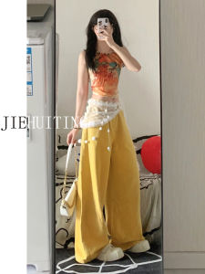 Quần Jeans Ống Rộng Màu Đỏ Cạp Cao Cho Nữ Mùa Hè 2025 Quần Thường Ngày Thoải Mái Cho Người Cao Cấp Cao