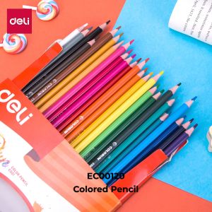 Deli Pensil Warna- Bentuk segitiga ergonomis Warna cerah 12/18/24 Warna cat tidak beracun EC00120 EC00110 EC00100