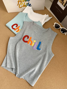 AMILUCK | Fashionable Knitted Letter Embroidery Vest Sleeveless Round Neck Womens Top Simple Design Versatile Style Autumn New Arrival