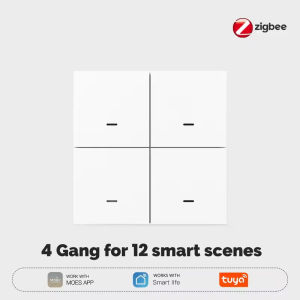 MOES | MOES Tuya ZigBee Scene Switch 4 Gang Wireless 12 Push Button Controller Automation Scenario Battery Powered Work with Smart Life