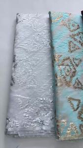 African Luxury Silver Jacquard Brocade Lace Fabric High-Quality Metallic Textured Brocade Material for Wedding & Party Gowns