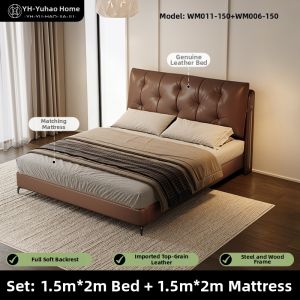 Luxury Modern Full-size Leather Bed 180cm