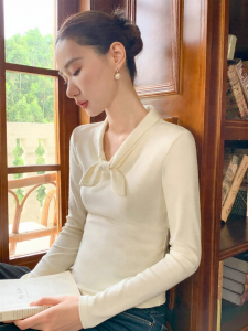 XXNING | Áo Thun Nữ Kiểu Cổ Nơ Pháp