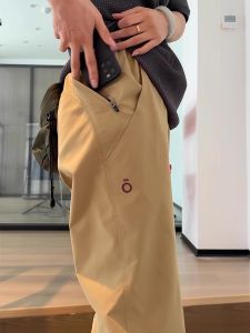 Khaki Three-Proof Soft Shell Climbing Pants Mens Autumnal Outdoor Hiking Sports Zipper Micro Cone Mountain Climbing Pants