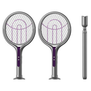 【New Arrival】 Rotating Head Bug Zapper Racket Rechargeable Mosquito Swatter Fly Killer and Mosquito Trap Lamp for Indoor and Outdoor