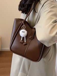 Fashionable Versatile Casual Commuter Womens Tote Bag Soft PU Leather Zipper Closure Korean Style Large Size Shopping Bag